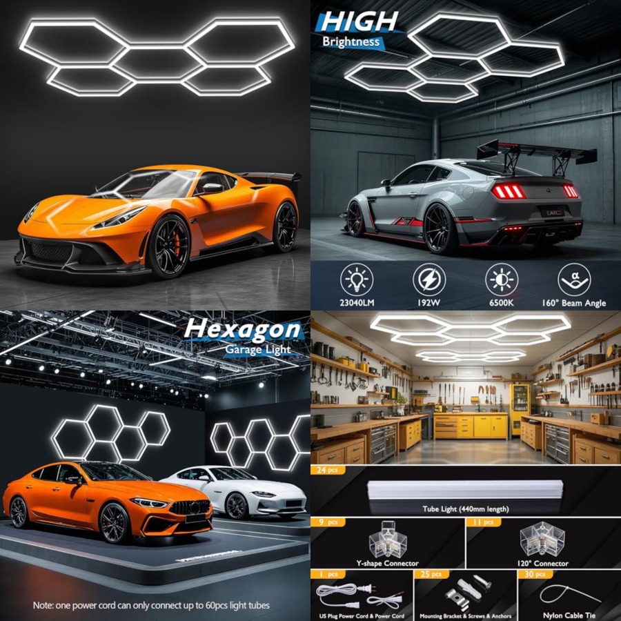 Hexagon Garage Lights, LED Hon - Car Led Light 评论和价格